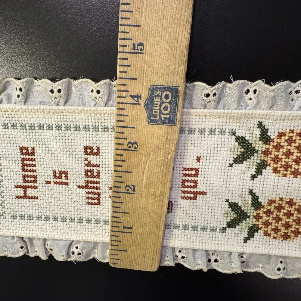 Homemade‎ Cross Stitch Wall Hanging Pineapple'Home Is Where They Love You' VTG
